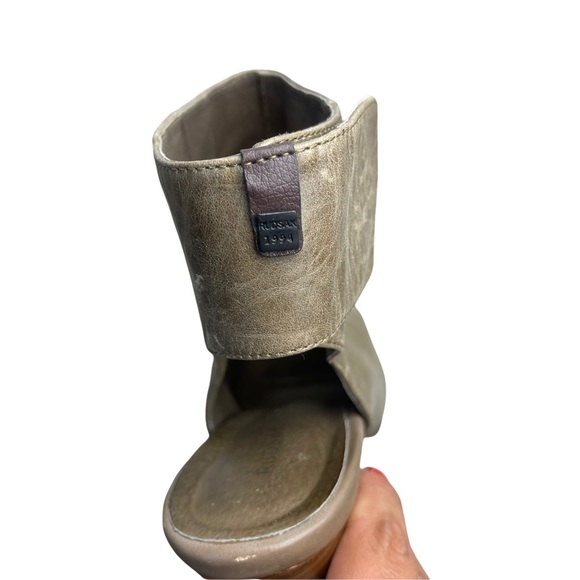 RUDSAK Women's Taupe Gray Leather Open-toe Ankle Block Heels Booties Size 38 - Picture 5 of 13
